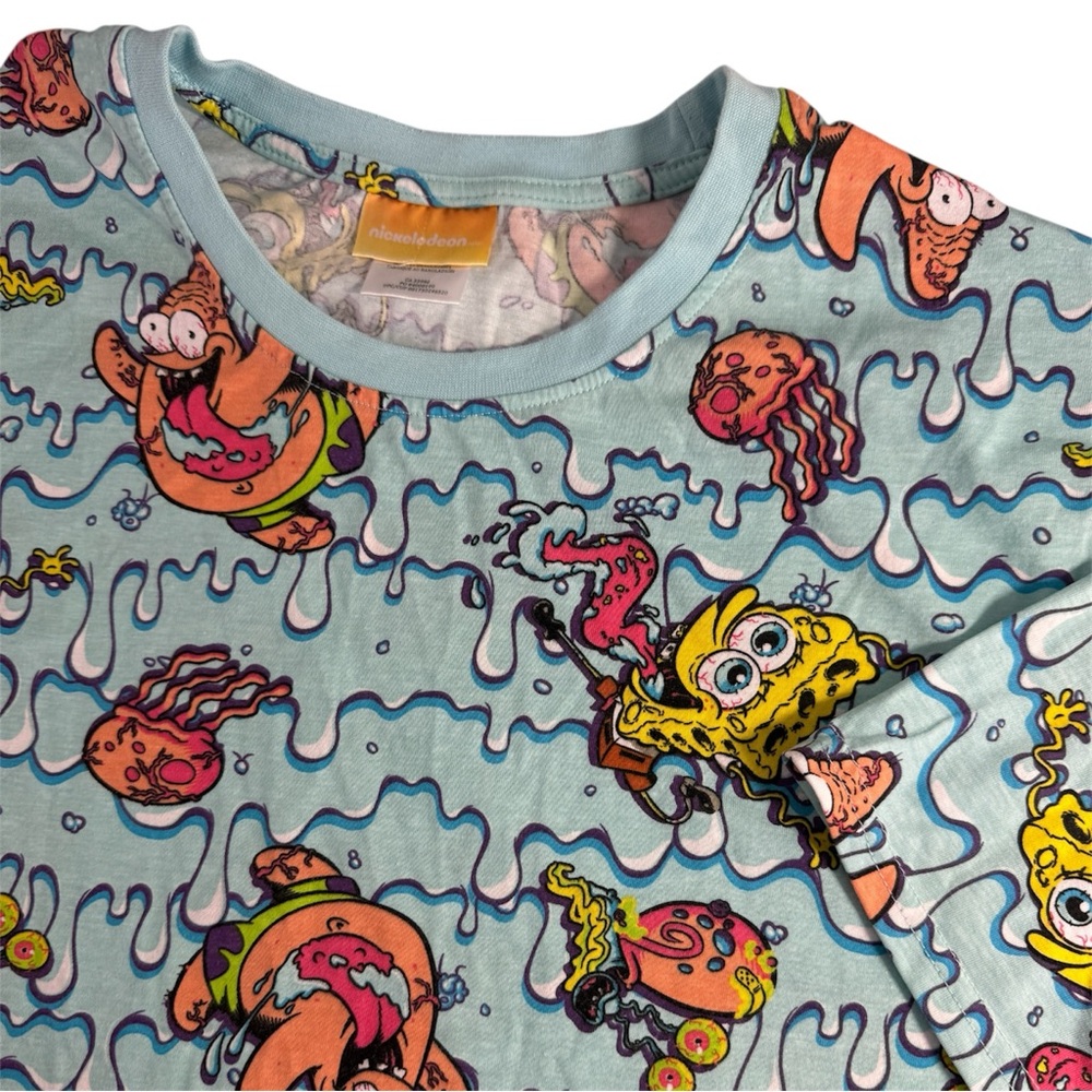 Nickelodeon SpongeBob T Shirt XL Drippy Blue Streetwear Skater Boi Cotton Blend